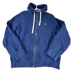 Polo Ralph Lauren Navy Blue Full-Zip Hoodie Jacket Size L Soft Cotton Blend Logo